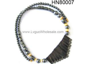 Hematite (Magnetic) Gemstone Beads Necklace with 13 bars  18inch